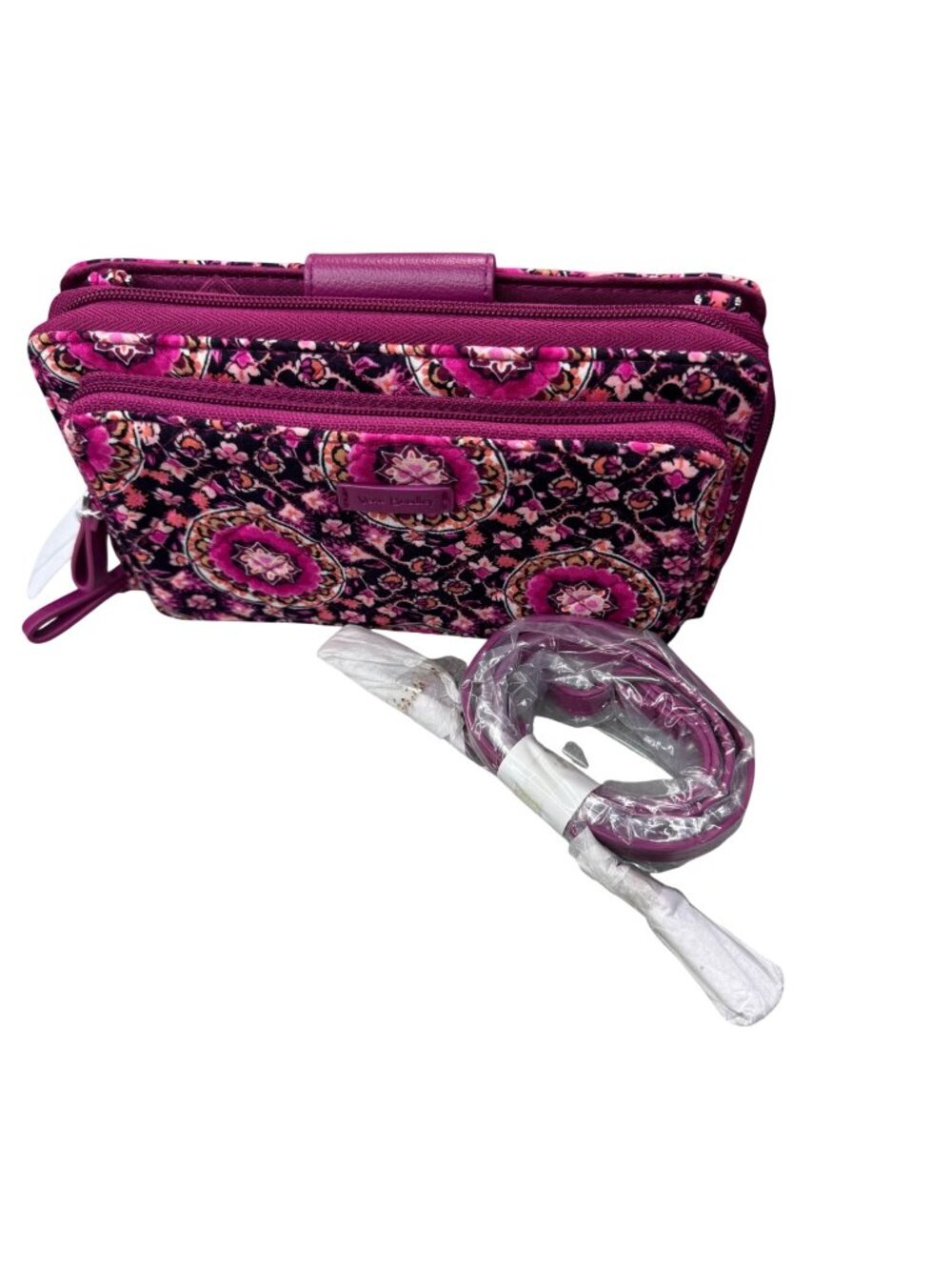 Vera Bradley Iconic Deluxe All Together Crossbody Wallet Raspberry Medallion NWT